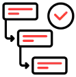 Abstract red shapes on black background