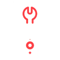 Coffee machine icon with red power symbol