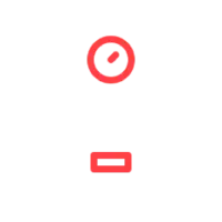 Minimalist power bank icon with red button