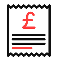 Red pound symbol with loading bar on black