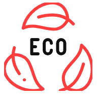 Red leaf recycling logo around central text
