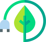 Green leaf with electric plug eco logo